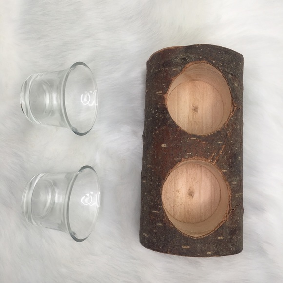 Yule Log Votive Candle Holder Solstice Christmas - Picture 5 of 8